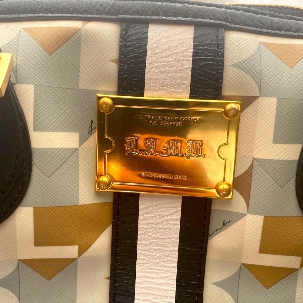 L.A.M.B. By Gwen Stefani Geometric Print Tote Bag Y2K